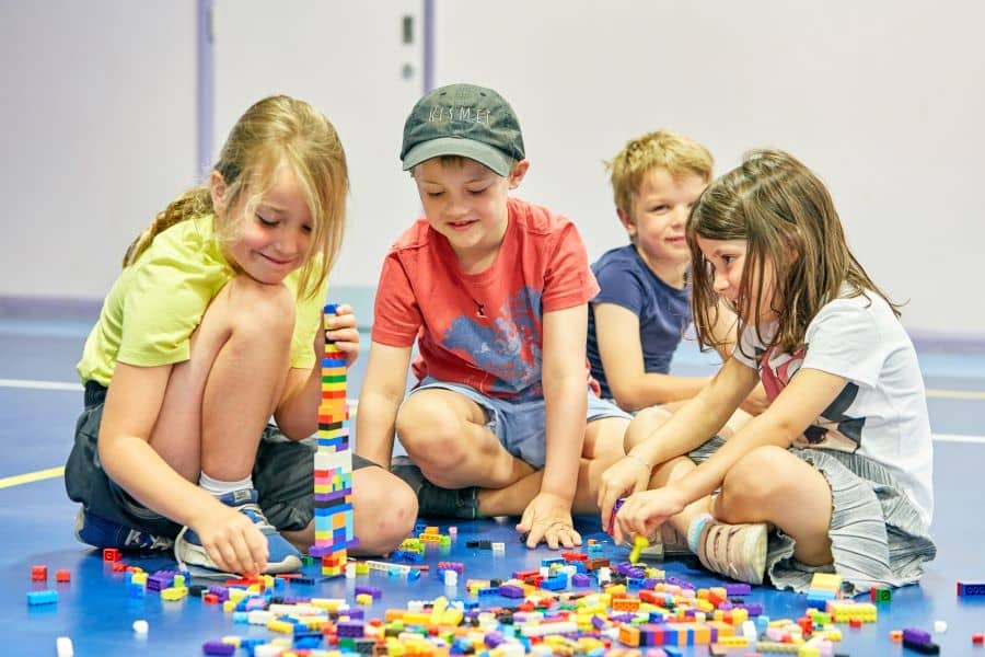 children playing with lego