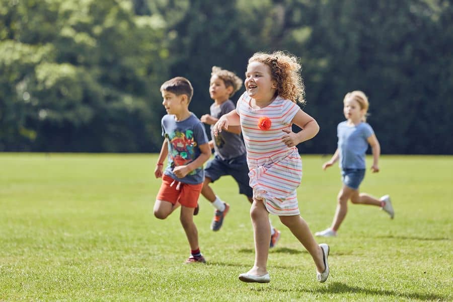 children running on camp