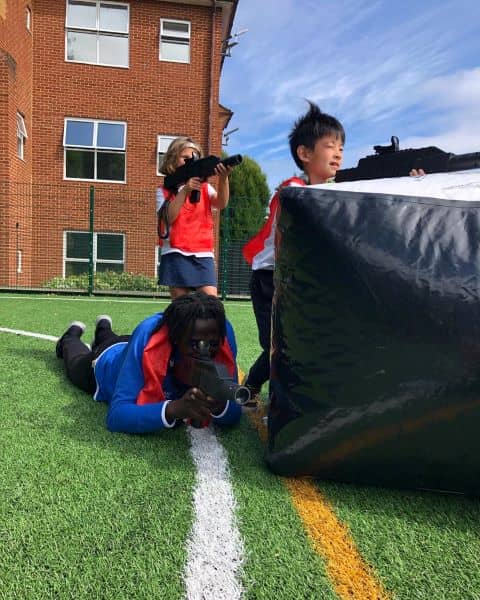 kids playing laser tag