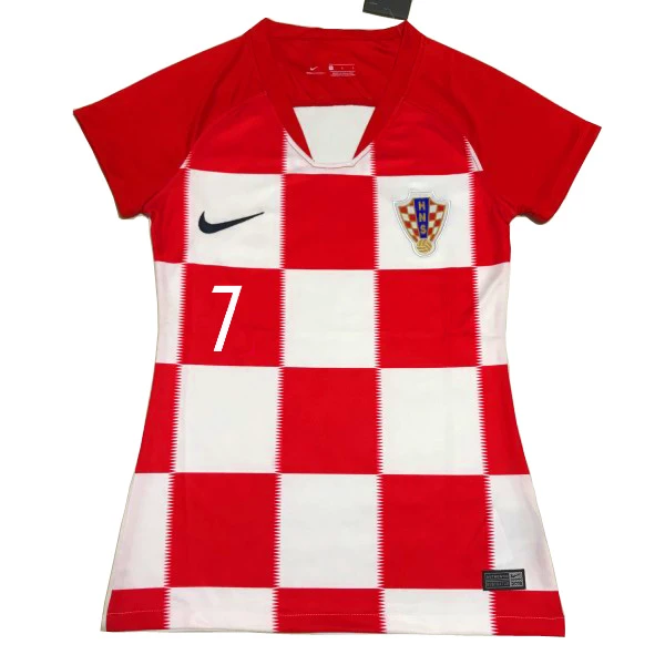 2018 World Cup #7 Women's Replica Home Short Shirt - Ivan Rakitic Croatia Nike Red & White Soccer Jersey